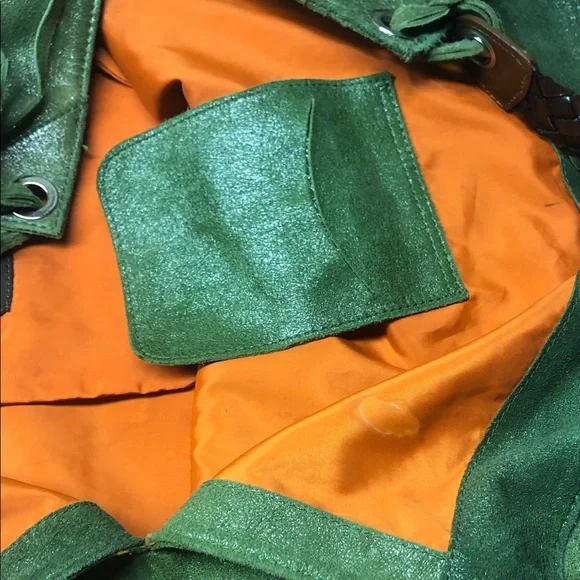 Tano Olive Green Suede Fringe Hobo Bag with Leather Handles 💚🧡 - Picture 10 of 12